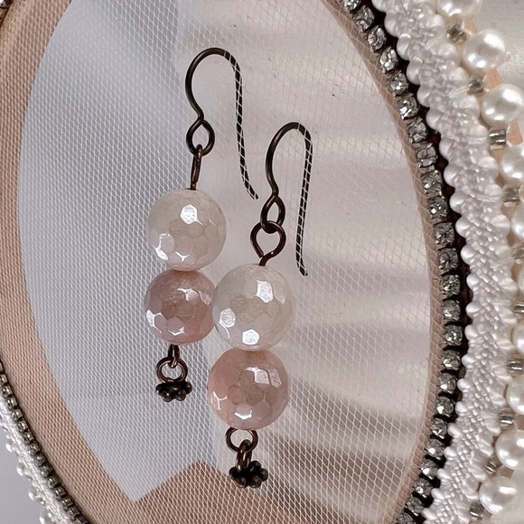 COPPER Earrings Mystic Peach Aventurine - Picture 4 of 11